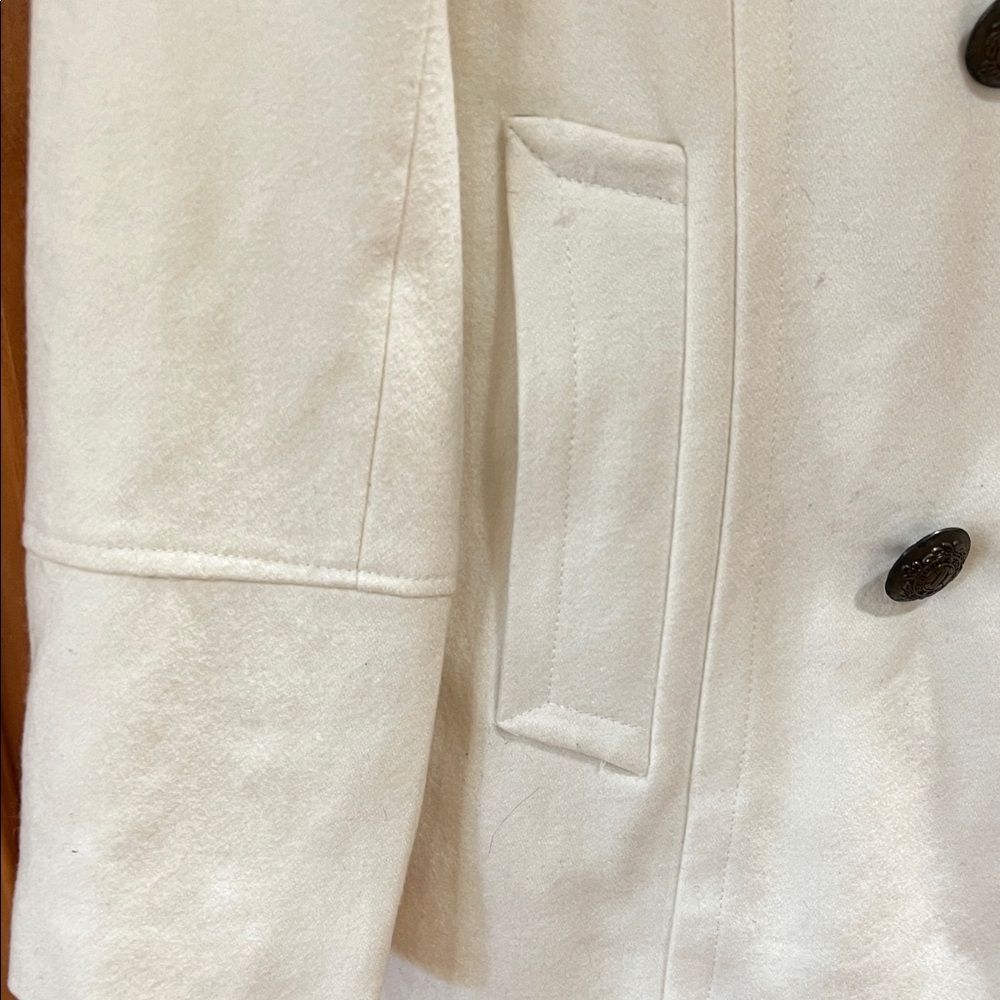 dELiA*s Cream Double-Breasted Pea Coat with Dark Buttons - Picture 3 of 5